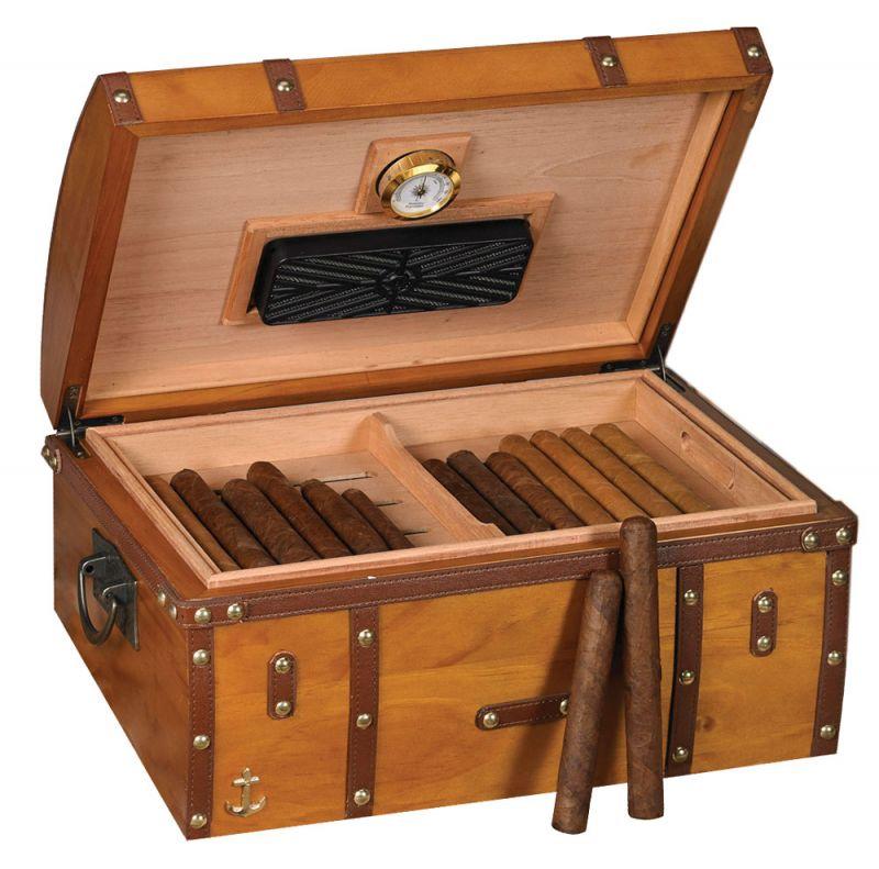 Humidor Supreme GoldRush 75-100 Cigar Dome Humidor with Reclaimed wood finish, Brown
